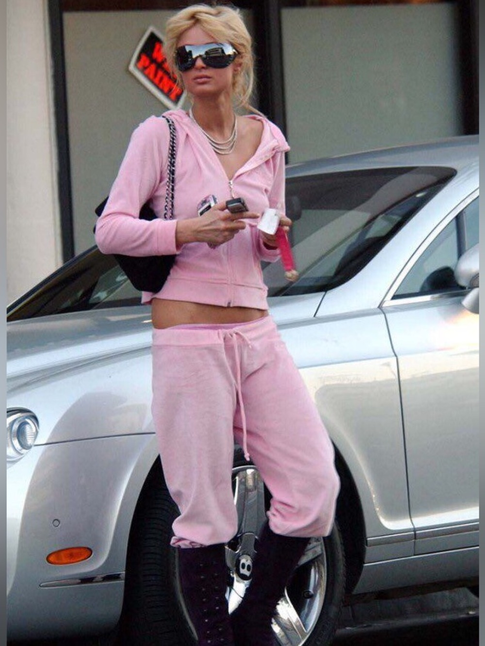 Vintage Juicy Couture Low Waist Pink Terrycloth Track Pants Paris Hilton Small